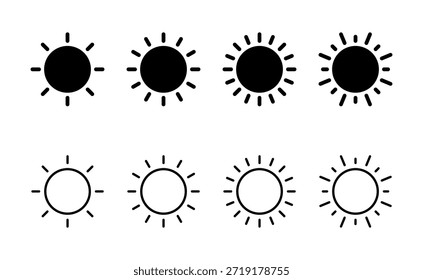 Vector de icono de sol. Signo y símbolo del brillo