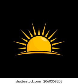 Sun icon vector design illustration on black background. Sun symbol sign. Sun logo design