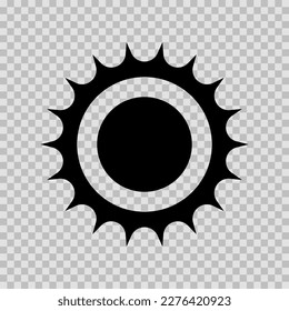Sun icon vector editable stroke, Sun line symbol, Sun sign outline on transparent background.