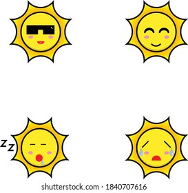 Sun Icon and Vector. Emoticon.