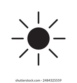 Sun Icon vector flat black trendy style illustration for web and app on white background..eps