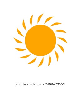 Sun icon vector flat design. Orange color sun logo illustration isolated on white background.