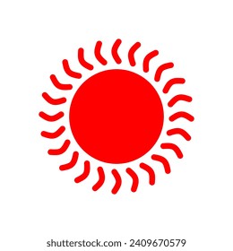 Sun icon vector flat design. Red sun logo illustration isolated on white background.