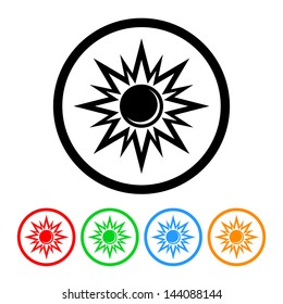 Sun Icon Vector with Four Color Variations