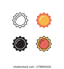 sun icon vector with four different style design. isolated on white background