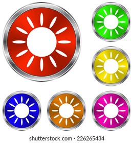 Sun icon - vector glossy colourful buttons