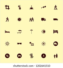 sun icon. sun vector icons set beach umbrella, sunflower, chaise lounge umbrella and crop