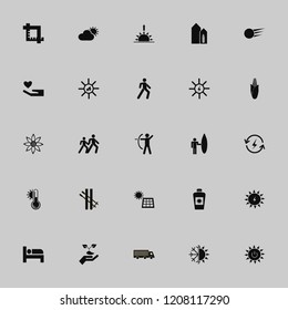 sun icon. sun vector icons set temperature sun, pedestrian, snowball and sun oil