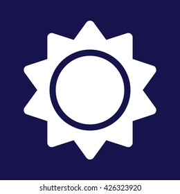 Sun icon vector illustration. Blue background