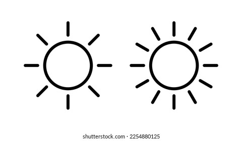 Ilustración vectorial de icono Sun. Signo y símbolo de brillo.