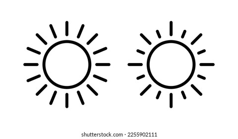 Sun-Symbol, Vektorgrafik. Helligkeitszeichen und Symbol.