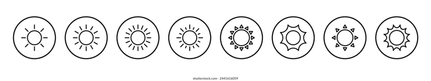 Vektor-Illustration für Sonnensymbol. Helligkeitszeichen und -symbol