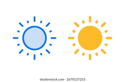Ilustración vectorial de icono de sol. Signo de brillo y símbolo.