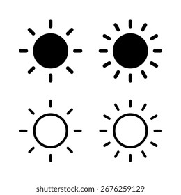 Ilustração de vetor de ícone Sun. Símbolo e sinal de brilho.