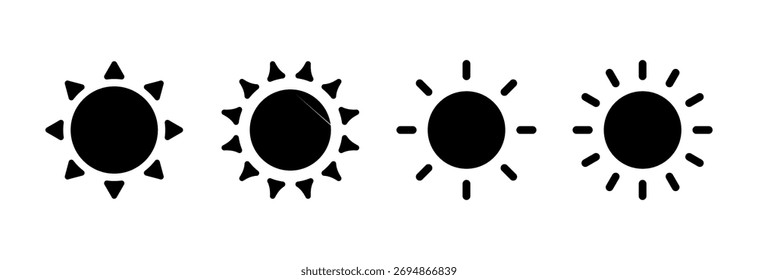 Ilustração de vetor de ícone Sun. Símbolo e sinal de brilho.