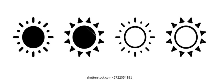Ilustración vectorial de icono de sol. Signo de brillo y símbolo.
