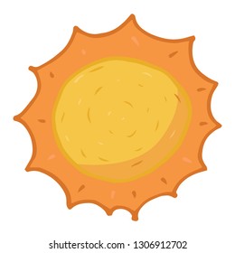 Sun icon. Vector illustration of cartoon sun. Hand drawn sun.