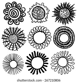 Sun icon. Vector illustration. Doodle.