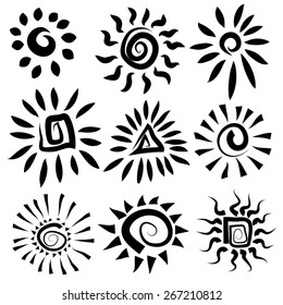 Sun icon. Vector illustration. Doodle.