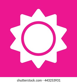 Sun icon vector illustration. Pink background