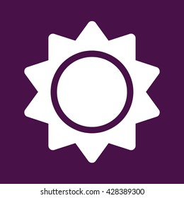 Sun icon vector illustration. Purple background
