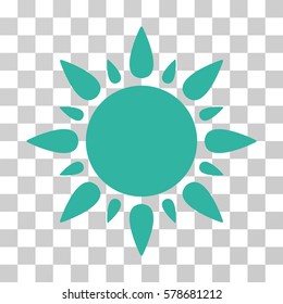 Sun icon. Vector illustration style is flat iconic symbol, cyan color, transparent background. Designed for web and software interfaces.