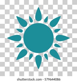 Sun icon. Vector illustration style is flat iconic symbol, soft blue color, transparent background. Designed for web and software interfaces.