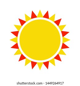 sun icon, vector illustration. Yellow and red silhouette on a white background. Flat style.