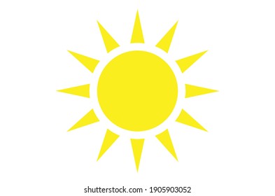 The sun icon, vector illustration. yellow sun silhouette on a white background. Flat design.