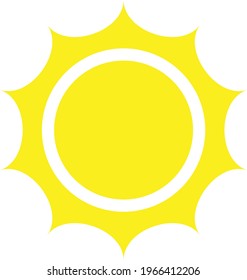 Icono solar, ilustración vectorial. silueta de sol amarilla sobre fondo blanco. Diseño plano.
