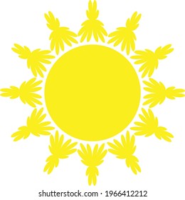 The sun icon, vector illustration. yellow sun silhouette on a white background. Flat design.