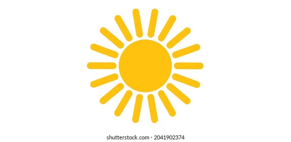 Sun icon, vector illustration. Yellow silhouette on a white background. Flat style