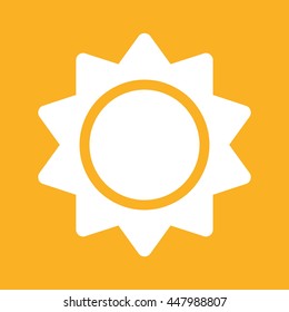 Sun icon vector illustration. Yellow background