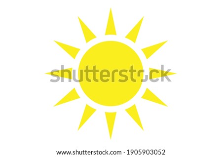 The sun icon, vector illustration. yellow sun silhouette on a white background. Flat design.