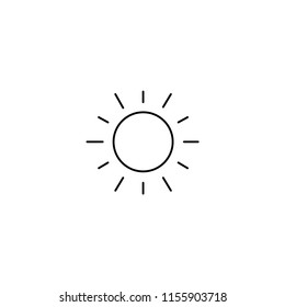 Sun icon. Sun vector, isolated, flat, outline, linear icon. Warm, hot, weather, sunlight.