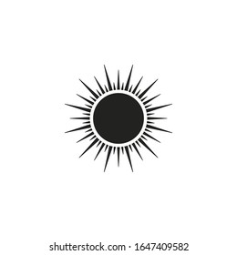 Sun icon, Vector isolated flat design black symbol.