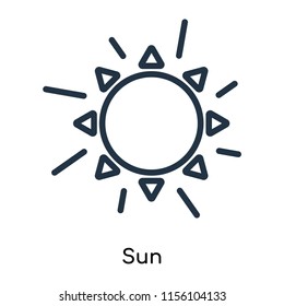 Sun icon vector isolated on white background, Sun transparent sign , thin symbols or lined elements in outline style