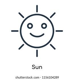 Sun icon vector isolated on white background, Sun transparent sign , thin symbols or lined elements in outline style