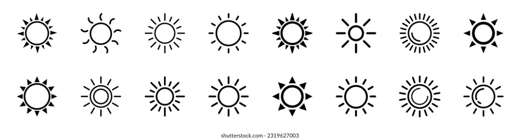 Sun icon vector isolated, sun symbol.