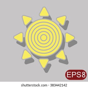 sun icon vector logo template.  Bright separated sun icon with beam. . Eps8 format. It's good for weather forecast illustration.