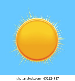 Sun icon vector on blue background