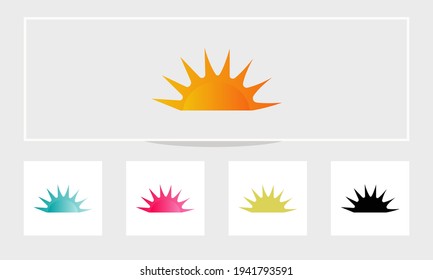 Sun icon vector on white background . Sun logo with various color