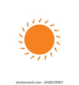 Sun icon vector with orange color.