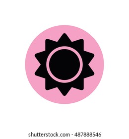 Sun icon vector. Pink circle. Pink button