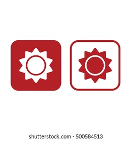 Sun icon vector. Red and white