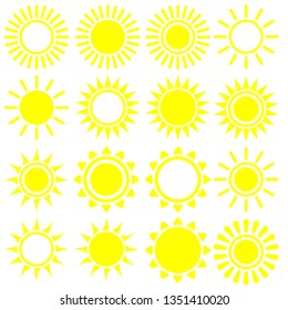 Sun icon vector set. Summer illustration sign collection. Hot symbol or logo.