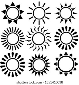 Sun icon vector set. Summer illustration sign collection. Hot symbol or logo.