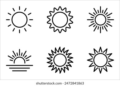 Sun icon vector set. summer symbol. sunlight sign collection. vector illustration on white bakground