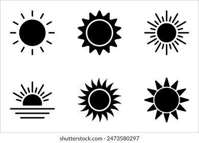 Sun icon vector set. summer symbol. sunlight sign collection. vector illustration on white bakground