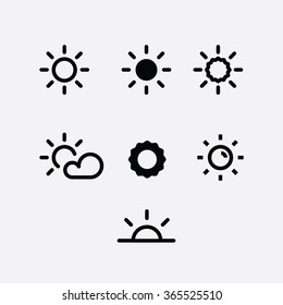 Sun Icon Vector Set. Sunset. Sunrise. Sun And Cloud.